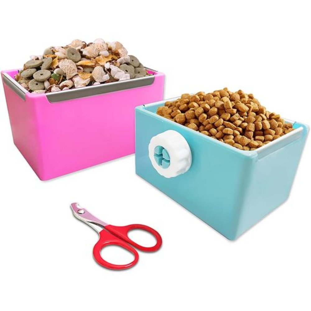 Food and Water Bowl for Small Pets, Rabbit Guinea Pig Hay Feeder